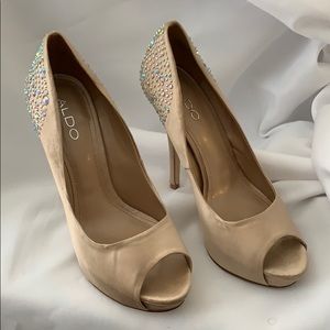 Satin platform heels